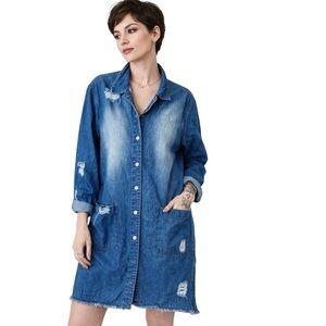Taxi retro 80’s style distressed denim mini dress jacket